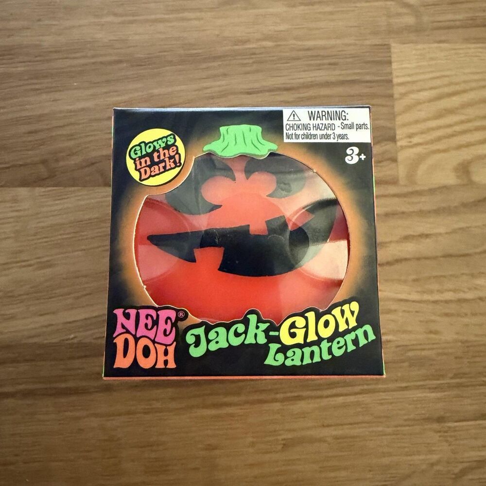 NeeDoh Jack-Glow Lantern Squishy Fidget Toy Pumpkin Schylling 3+ Glow Dark New